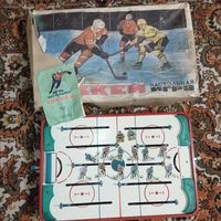 Хоккей СССР, настольная игра Хоккей, жесть, металлические хоккеисты, редкость.