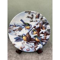 Декоративная тарелка SCHIRNDING BAVARIA Праздник голубых синиц в обеденный перерыв. Германия 19.5 см 1998 год
