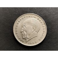 Германия (ФРГ) 2 марки 1969 G Конрад Аденауэр