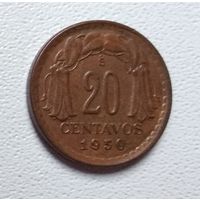 Чили 20 сентаво, 1950 6-3-20