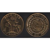 Belgique 2000 (мальчик)  -- Official Millennium Greenwich Mint Medallion 2000 (календарь) (38мм19,25гр) (f