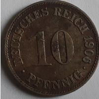 Германия 10 пфеннигов, 1906 D