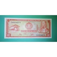 Банкнота 10 солей Перу 1976 г.