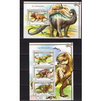 Нигер, 2015г.  динозавры палеонтология доисторическая фауна  серия блоков MNH