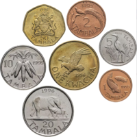 МАЛАВИ 1995-1996 год. НАБОР 7 монет (1, 2, 5, 10, 20, 50 Тамбала и 1 Квача) UNC