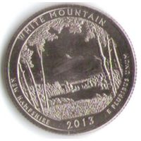 25 центов 2013 г. Парк=16 Национальный лес Белая гора Нью-Гэмпшир Двор Р _UNC