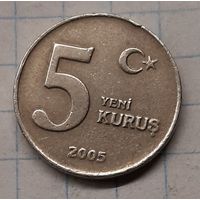 Турция 5 новых куруш 2005г. km1165