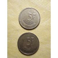 Бельгия 5 франков 1986 год