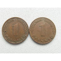 ФРГ 1 пфенниг 1950 F и 1950 J Цена за монету