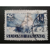 Финляндия 1938 парусник на льду, 300 лет финской почте