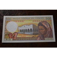 Коморские острова(Коморы) 500 франков образца 1984-2004 года AUNC p10b(2)