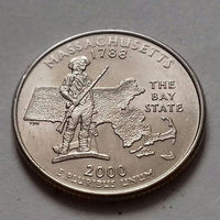 25 центов, квотер США, штат Массачусетс, P D
