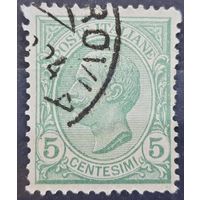 1/2a: Италия - 1906 - стандартная марка - Король - Виктор Эммануил III, 5 чентезимо, водяной знак "корона", [Michel 78], гашеная, гашение "... ROVIA"
