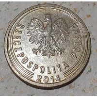 Польша 5 грошей, 2014 Надпись в нижней части орла (9-3-3)