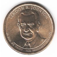 1 доллар США 2015 год 36-й Президент Линдон Джонс двор D _состояние XF/aUNC