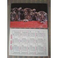 Карманный календарик.1985 год. Цирк. Тигрята