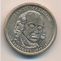 1 доллар США 2007 год 4-й Президент Джеймс Медисон _состояние XF/аUNC
