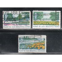США-1969, (Мих.975-977) , гаш. , Парки, Цветы, 3 марки(2)