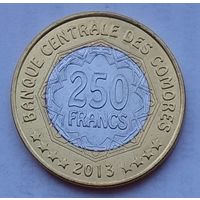 Коморские острова (Коморы) 250 франков 2013 г. 30 лет Центральному банку