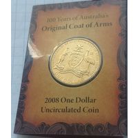 Австралия 1 доллар, 2008 100 лет первому гербу  ( Отметка монетного двора   M - Мельбурн  )
