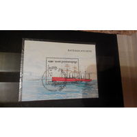 Корабли, пароходы, парусники, транспорт, флот, техника, марки, Камбоджа, 1996, блок
