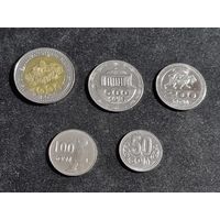 Узбекистан лот 5 монет 2018-2022 г Unc