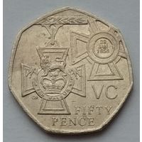 Великобритания 50 пенсов 2006 г. 150 лет со дня учреждения "Креста Виктории"