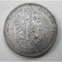 Пруссия 1 союзный талер 1866, серебро  .33-410