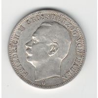 Германия Баден 3 марки 1913 года. Серебро. Состояние XF+/aUNC!