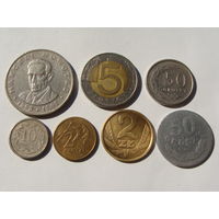 Польша. набор 7 монет 2,10,50 грошей 2,5,20 злотых 1949 - 2009 год