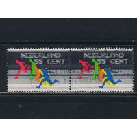 Нидерланды 1976 75 летие Королевского конькобежного союза Нидерландов Сцепка Спецгашение #1078