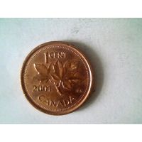 Монеты. Канада. 1 Цент 2001.