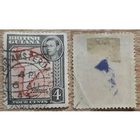 Британские колонии. Гвиана 1938 Король Георг VI и карта Америки. Mi-GY 178A.  Перф 12 1/2. 4С