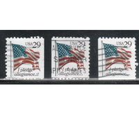 США-1992, (Мих.2314 D+G), гаш. , Стандарт, Флаг, (одиночка), 3 зубцовки