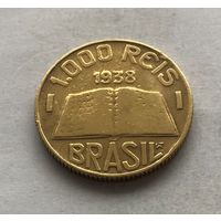Бразилия Первая Республика (1889 - 1942) 1.000 реалов (рейсов) 1938 (2)