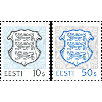 Стандартный выпуск Герб Эстония 1993 год серия из 2-х марок
