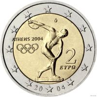 2 евро 2004 Греция Летние Олимпийские игры 2004 в Афинах UNC из ролла