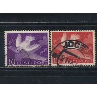 Эстония Советский протекторат 1940 100 летие почтовой марки Почтовый голубь и самолет в полете #2,3