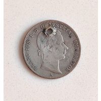 Австро-Венгрия 1/4 флорина 1858 г. Серебро