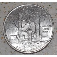 США 1/4 доллара, 2001 Квотер штата Вермонт Отметка монетного двора: "D" - Денвер (15-9-12)