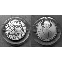 20 Франков Швейцария 1997 год. 200 лет со дня рождения Иеремии Готхельфа. Proof, серебро 0.835.