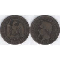 Франция 10 сантимов 1856W г. VG
