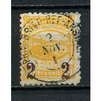Германия - Гейдельберг - Местные марки - 1887 - Надпечатка (фиол.) нового номинала 2 на 10Pf - (есть тонкое место) - [Mi.57Aiic] - 1 марка. Гашеная.  (Лот 97CS)