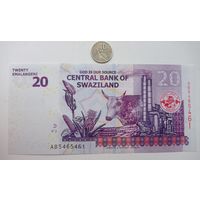 Werty71 Свазиленд 20 емалангени 2017 UNC банкнота Эсватини эмалангени