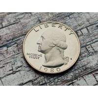 США. 25 центов (квотер, 1/4 доллара) 1980 S (Washington Quarter).