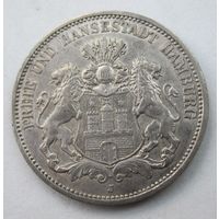 Гамбург 3 марки 1909, серебро  .33-429