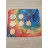 Официальный набор монет евро Испании регулярного чекана (8 монет) 2000 года BU.