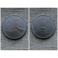 Индия 2 рупии 2010 Отметка монетного двора Мумбаи