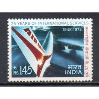 25 лет международных полётов авиационной компании AIR INDIA Индия 1973 год серия из 1 марки