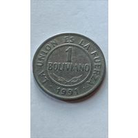 Боливия. 1 боливиано 1991 года.